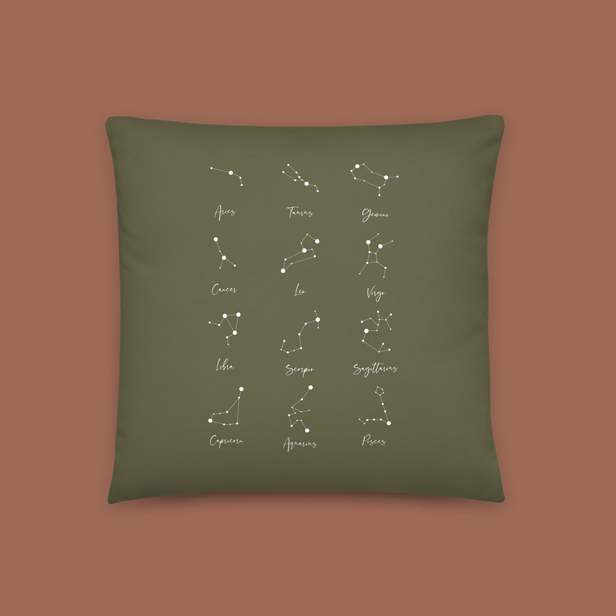 Coussin Constellation kaki face arrière