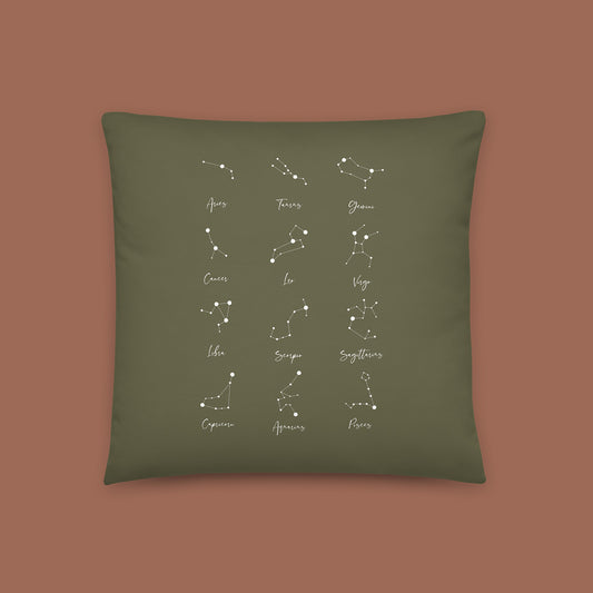 Coussin Constellation kaki face arrière