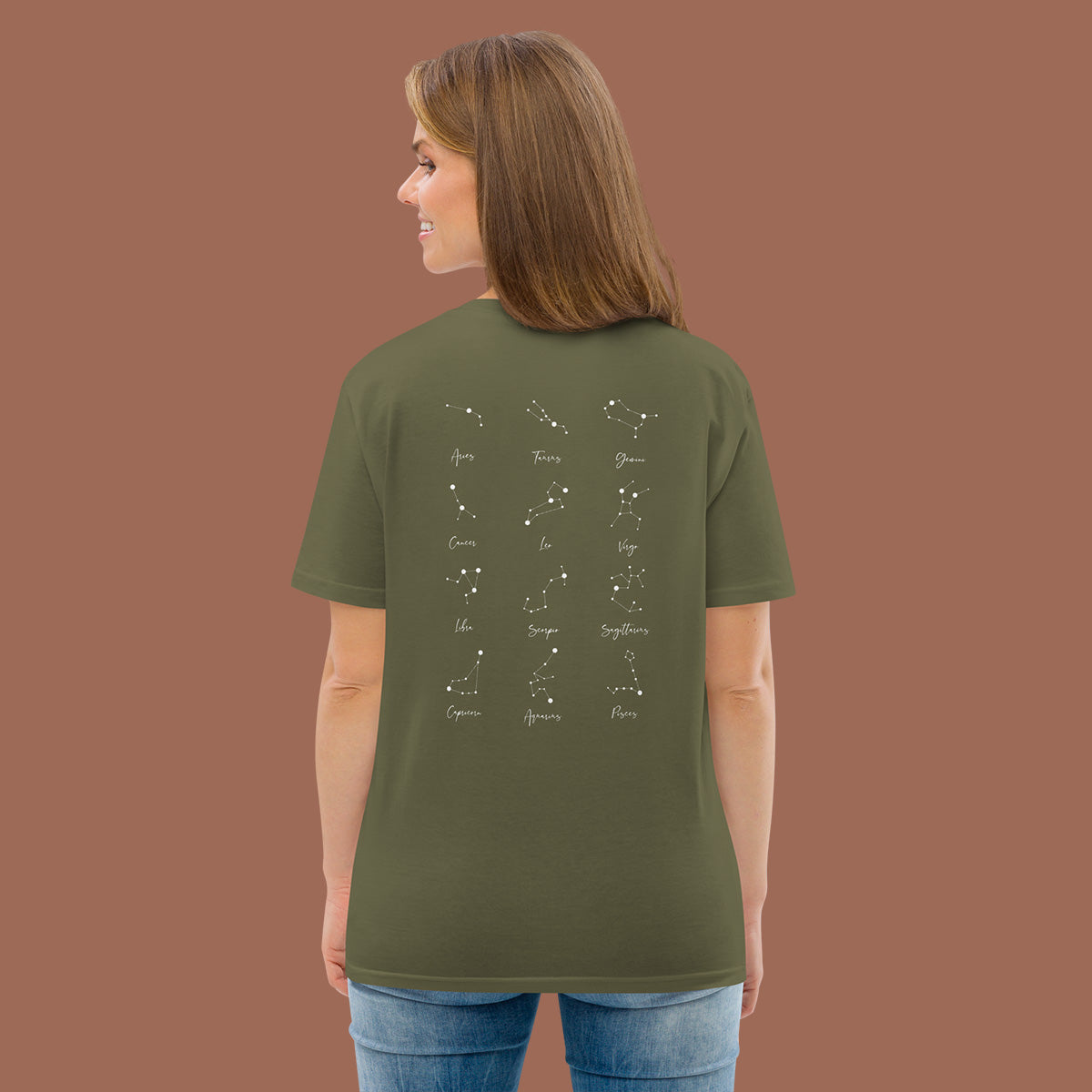 Tee-shirt Constellation kaki arrière porté