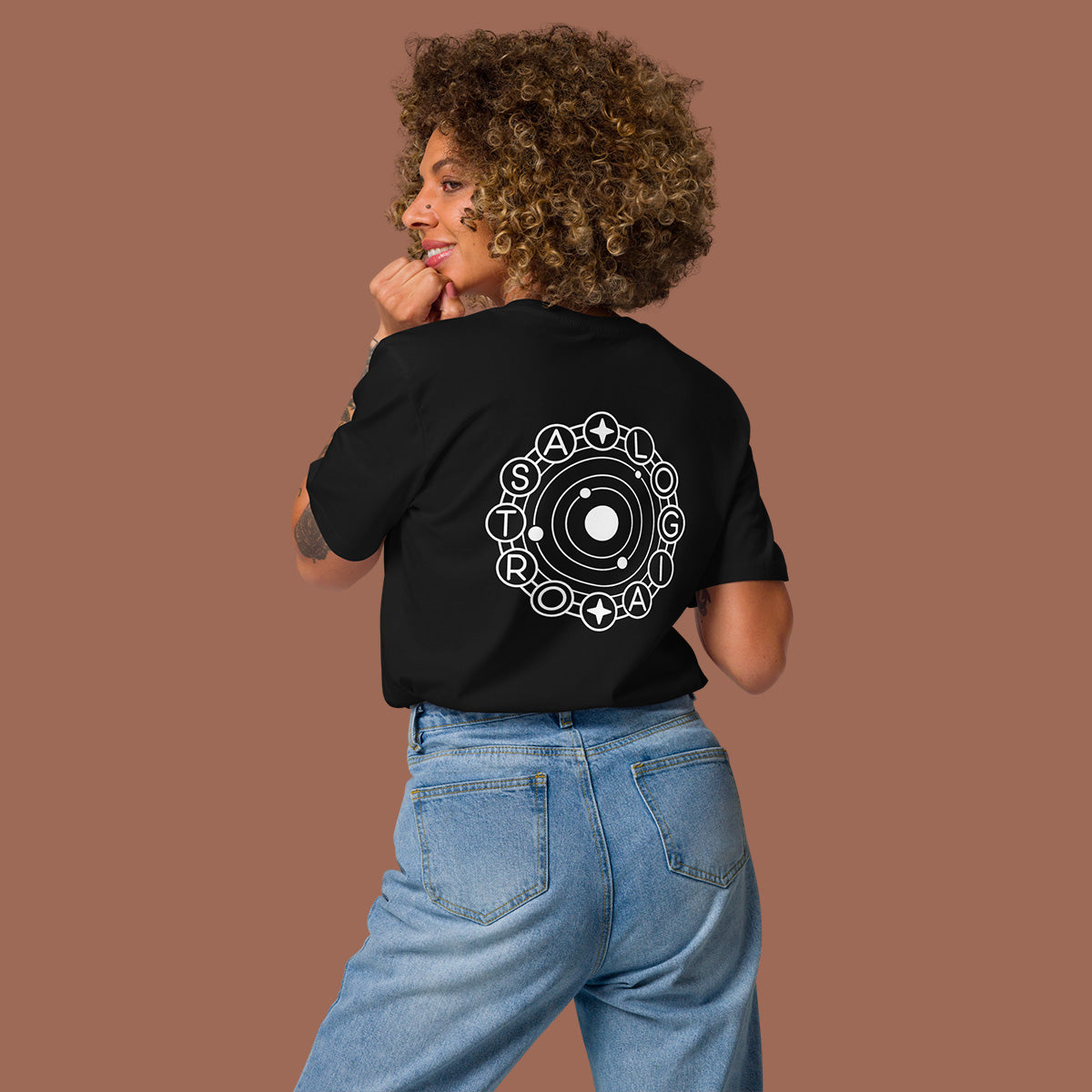 Tee-shirt Astrologia noir arrière porté